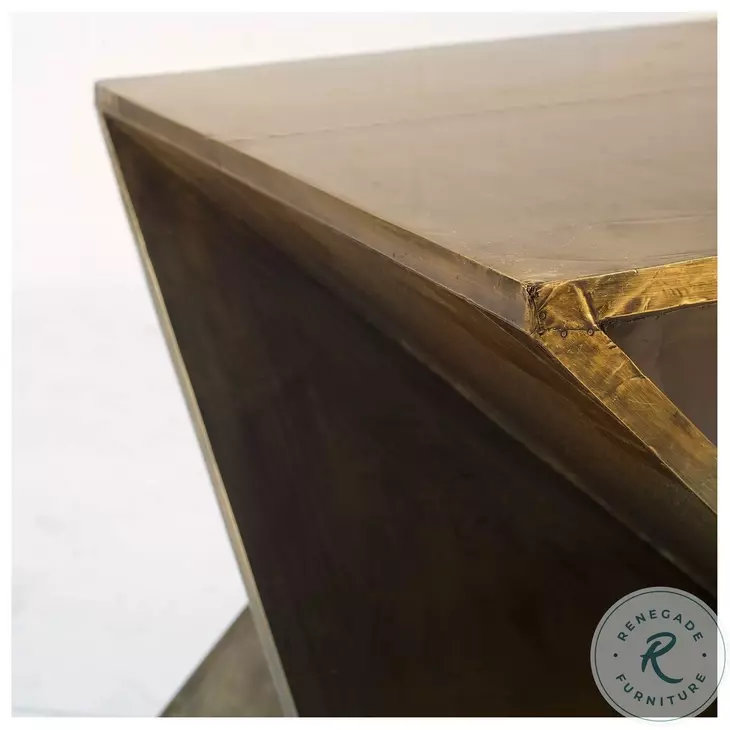 Zelda Gold Metal Cladded Z Shaped Accent Table