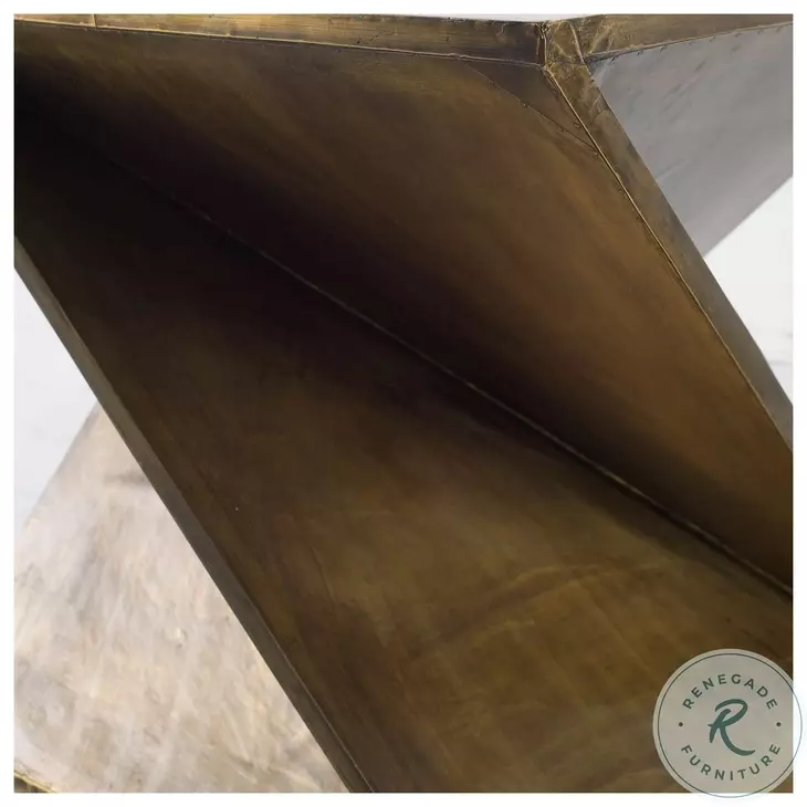 Zelda Gold Metal Cladded Z Shaped Accent Table