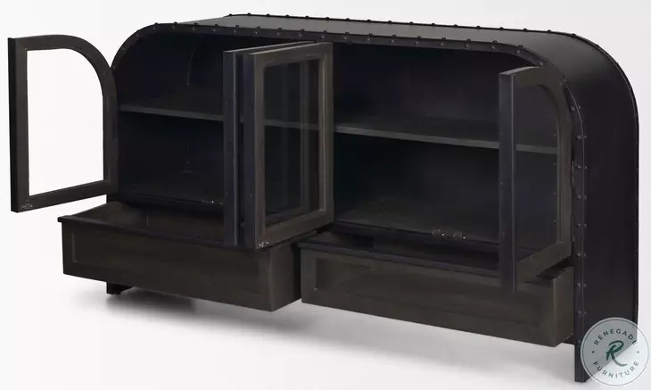 Gehry Dark Brown Metal 4 Cabinet Door Sideboard