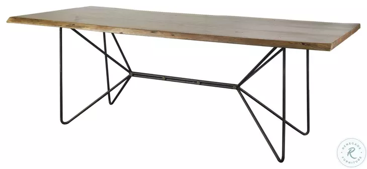Papillion Natural Wood And Black Metal Rectangular Dining Table