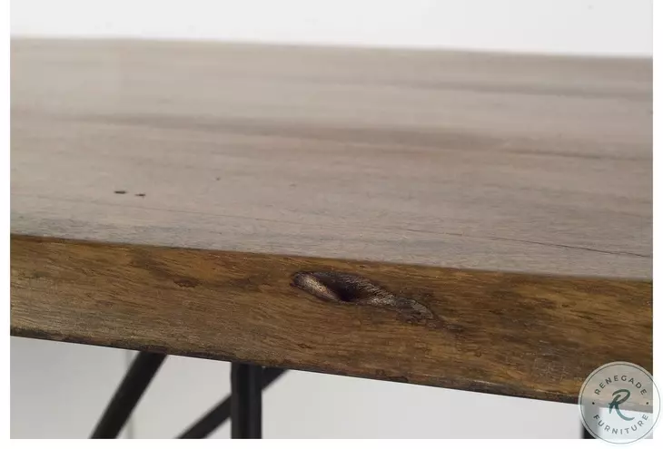 Papillion Natural Wood And Black Metal Rectangular Dining Table