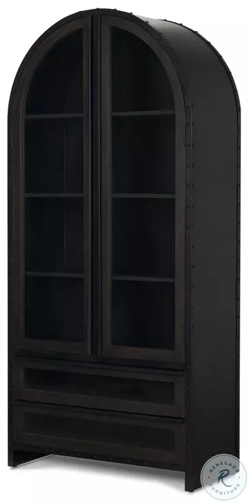 Gehry Dark Brown Metal Glass Door Display Cabinet