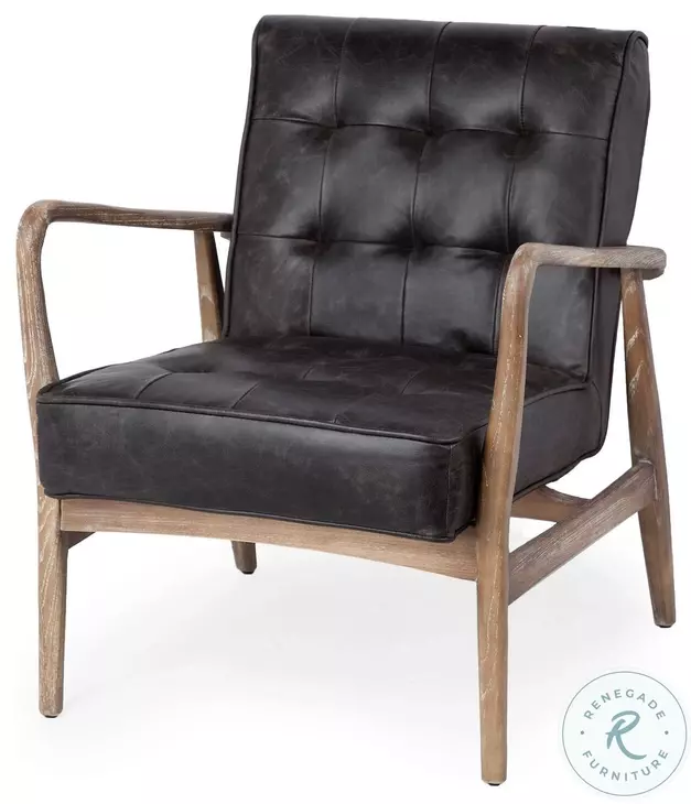 Phineas Black Leather Accent Chair