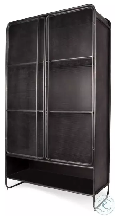 Klaus Dark Brown Polished Mesh Door Display Cabinet