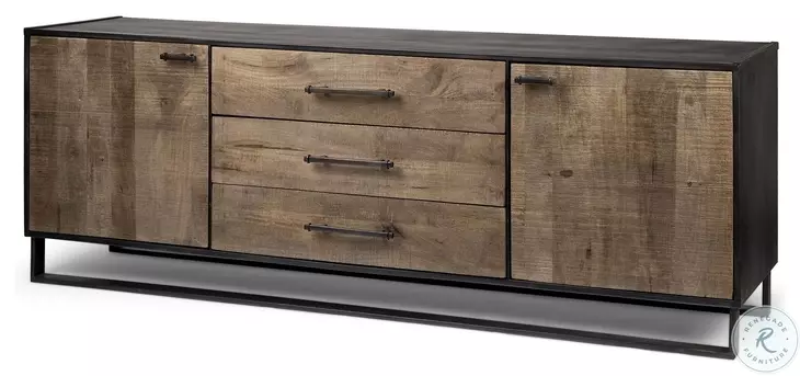Alvin Brown And Black Metal 2 Cabinet Door Sideboard