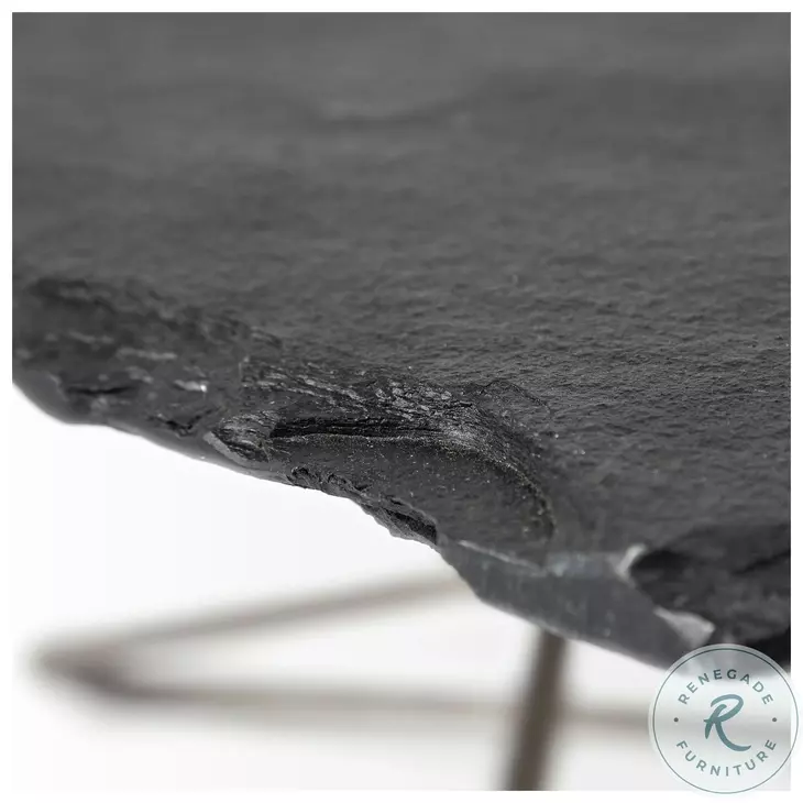 Pinera Irregular Black Slate And Silver Iron Coffee Table