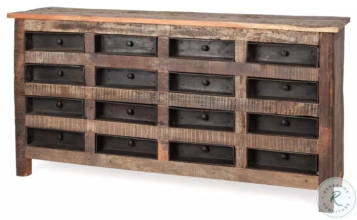 Wilton Reclaimed Wood and Metal 16 Drawer Sideboard