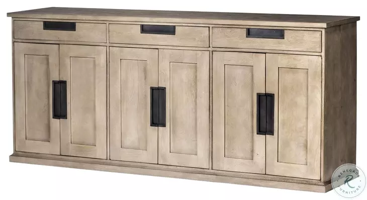 Braxton Natural Brown Solid Wood 6 Door Sideboard