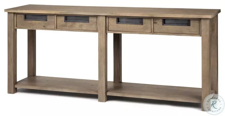 Harrelson Brown Wood 4 Drawer Console Table