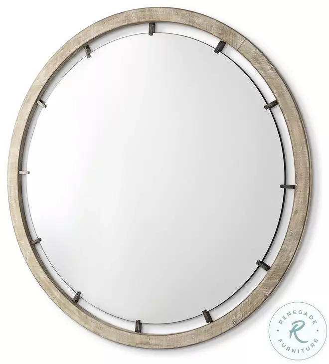 Sonance Brown Wood 46" Round Mirror
