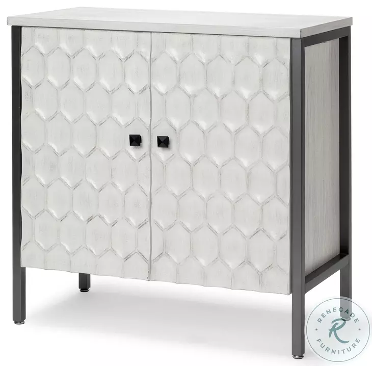 Savannah White Fir Veneer And Gray Metal 2 Door Accent Cabinet