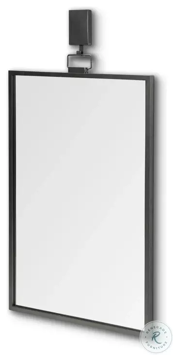 Grimm Gray Rectangular Mirror with Decorative Hook