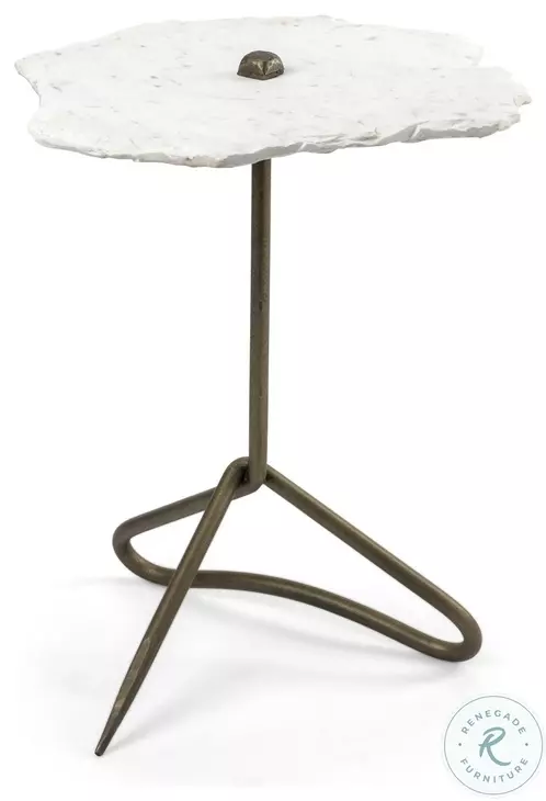Pinera Irregular White Marble And Gold Metal Accent Table