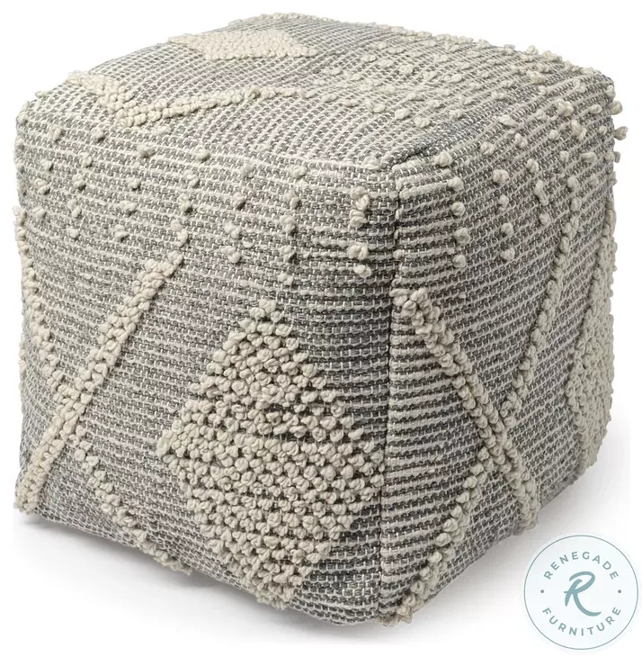 Brinket Cream Polyester Square Pouf