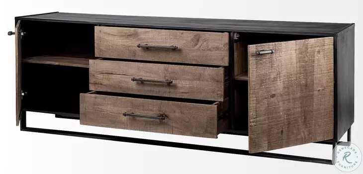 Alvin Brown And Black Metal 2 Cabinet Door Sideboard