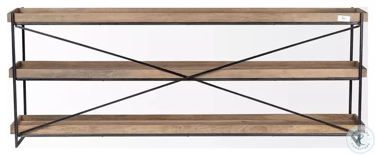 Trey Medium Brown Solid Wood And Black Metal Rectangular Occasional Table Set