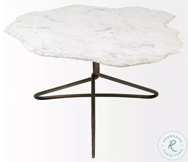 Pinera Irregular White Marble And Gold Metal Coffee Table