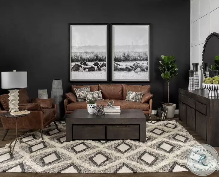 Pinera Irregular Black Slate And Silver Iron Accent Table