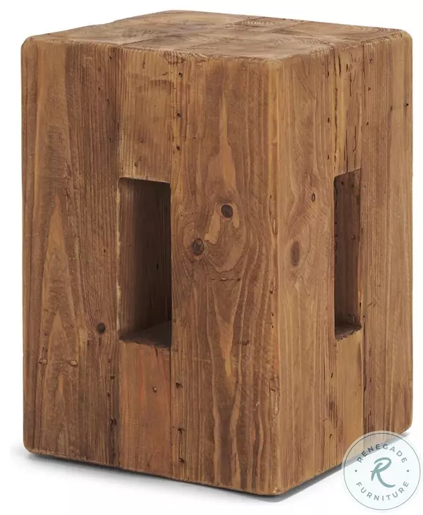 Waylen Natural Wood Block Accent Stool