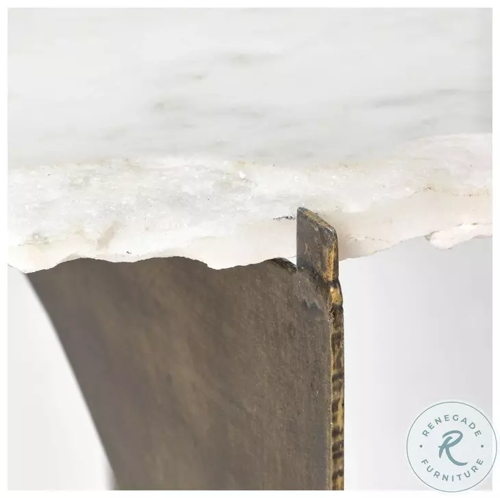 Reinhold White Marble And Gold Metal Round Occasional Table Set