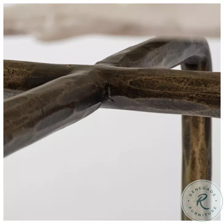 Pinera Irregular White Marble And Gold Metal Console Table