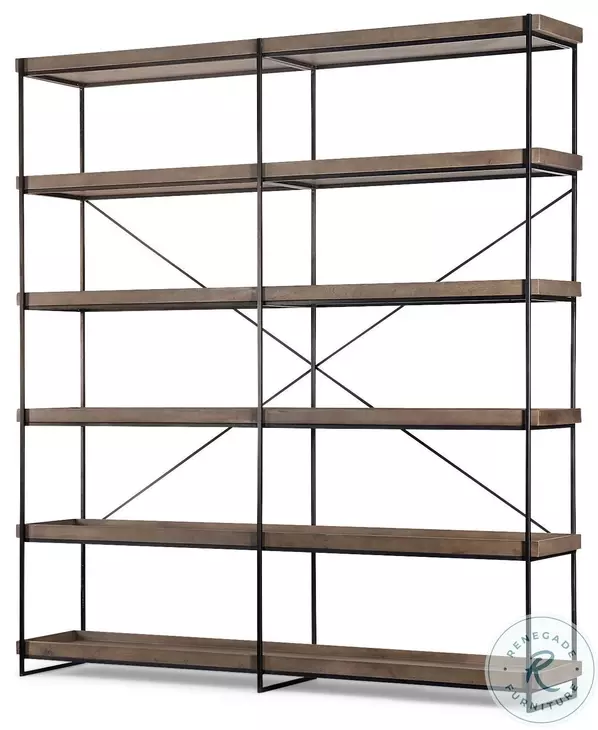 Trey Medium Brown Wood And Iron 5 Tray Shelf Shelving Unit
