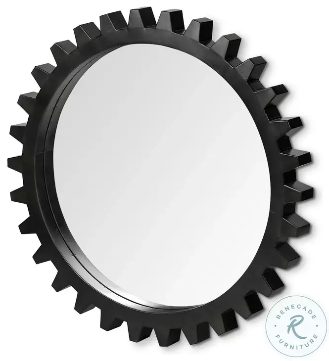 Alloy Cog Black 37" Round Mirror