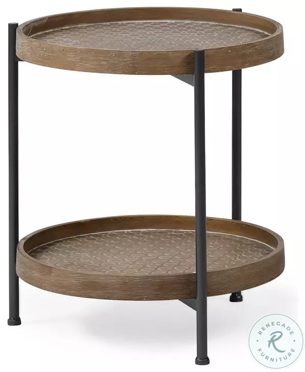 Kade Brown And Gray Metal Tray Style Side Table