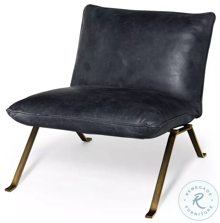 Flavelle Black Leather Accent Chair