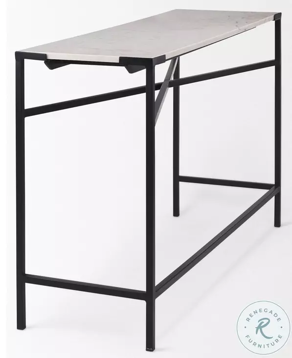 Lucas White Marble And Black Metal Occasional Table Set