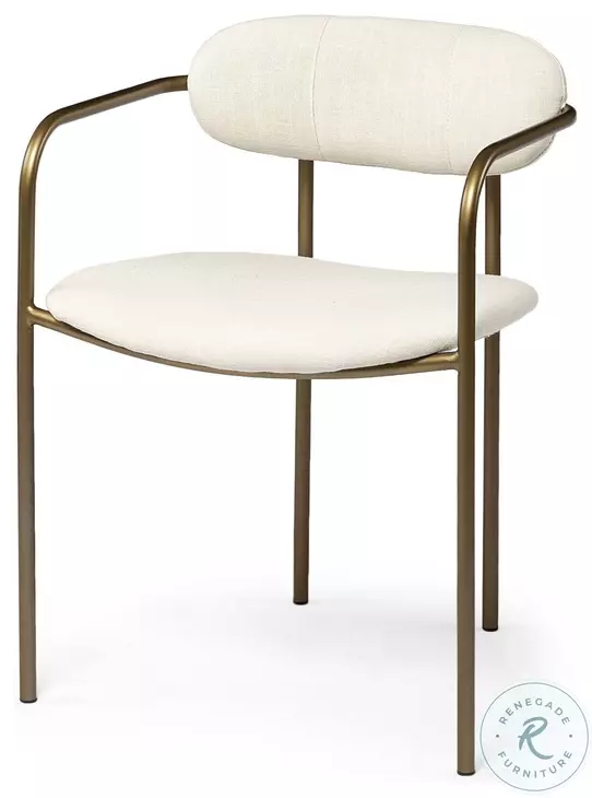 Parker Cream Fabric And Gold Metal Dining Chair