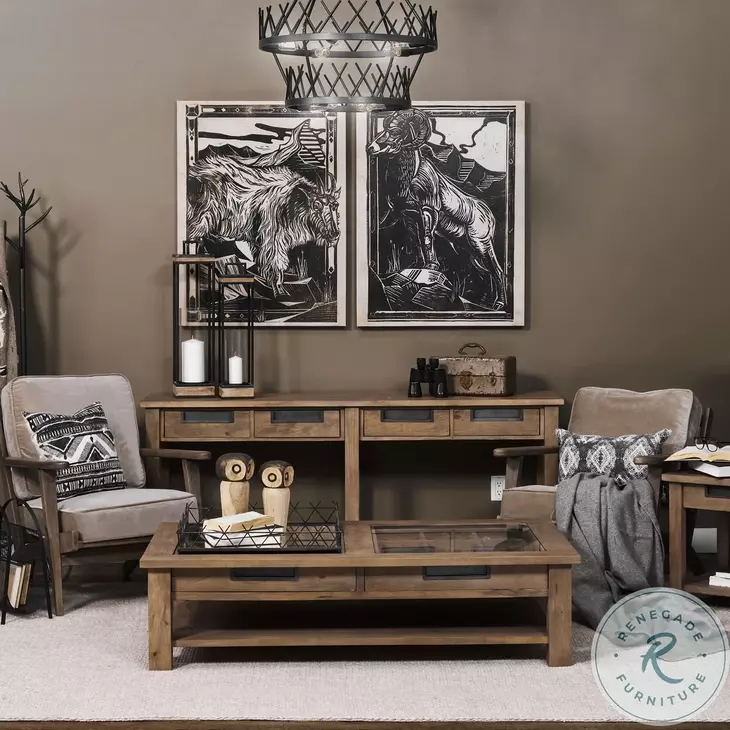 Harrelson Brown Wood 4 Drawer Console Table