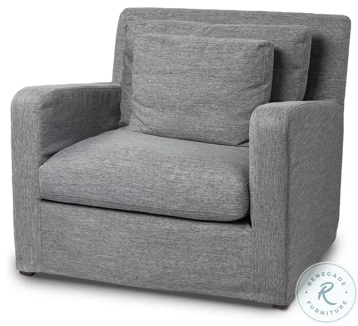 Denly Casterock Gray Slipcover Arm Chair
