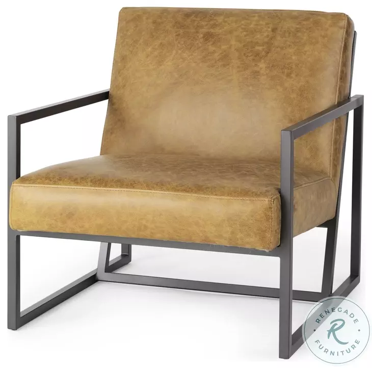 Armelle Brown Leather Accent Chair
