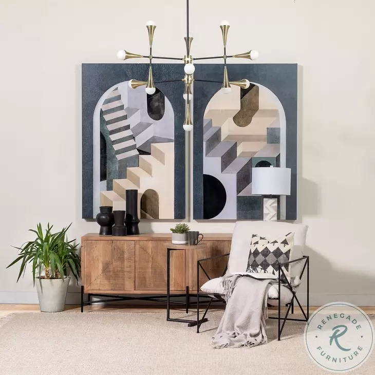 Cairo Brown Solid Wood 4 Door Cabinet Sideboard