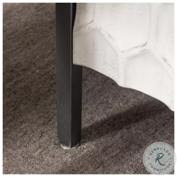 Savannah White Fir Veneer And Gray Metal 3 Door Accent Cabinet