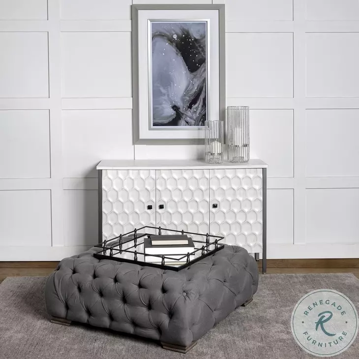 Savannah White Fir Veneer And Gray Metal 2 Door Accent Cabinet