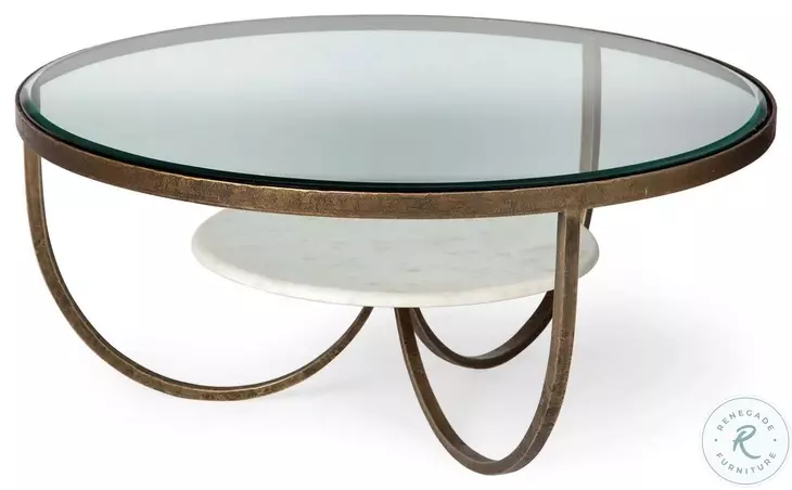 Reinhardt Glass Top And Gold Metal Round Coffee Table