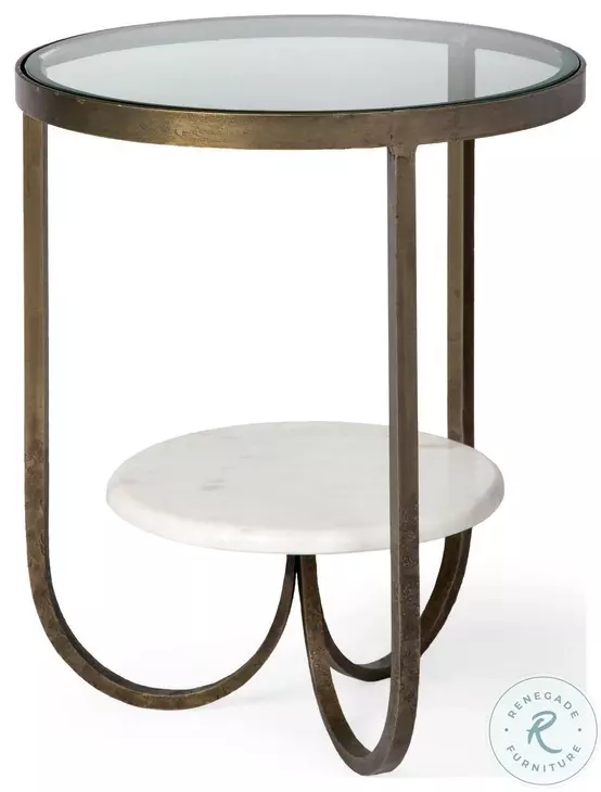 Reinhardt Glass Top And Gold Metal Round Side Table