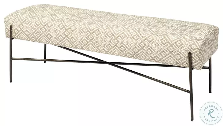 Avery Off White Upholstered Accent Bench