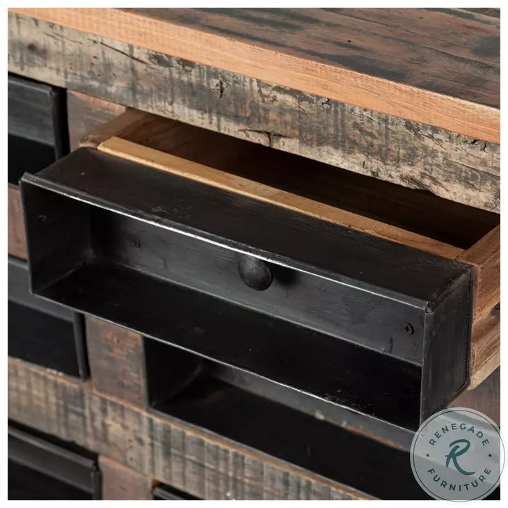 Wilton Reclaimed Wood and Metal 16 Drawer Sideboard