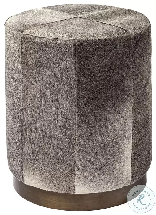 Zahavi Gray Hair On Hide 23" Ottoman