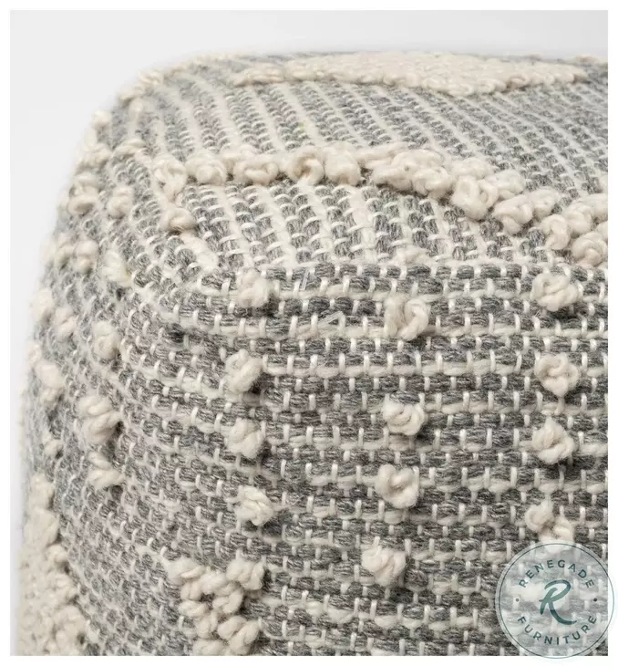 Brinket Cream Polyester Square Pouf
