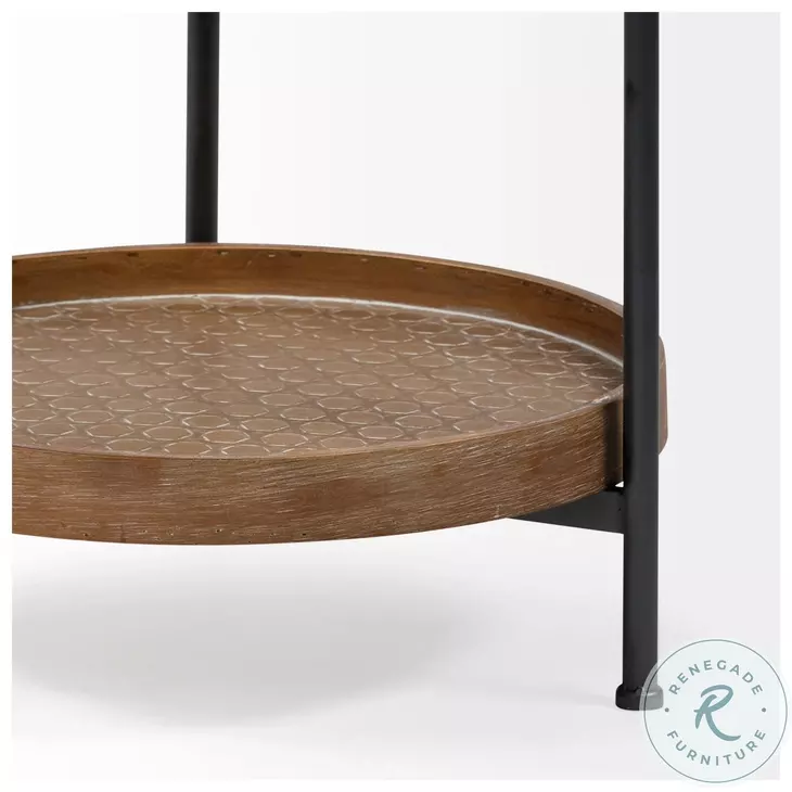 Kade Brown And Black Metal Two Tier Round Occasional Table Set