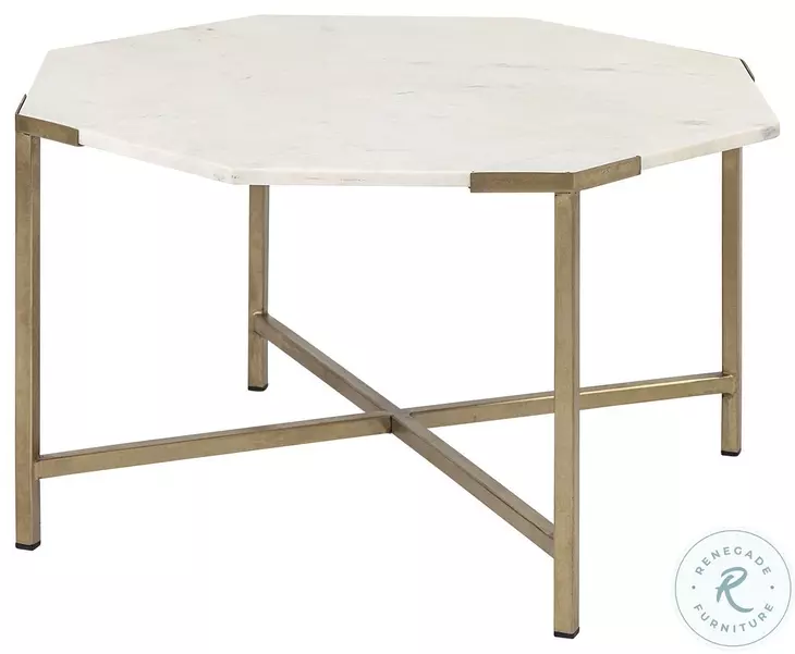 Vincent White Marble Table And Gold Metal Octagonal Coffee Table