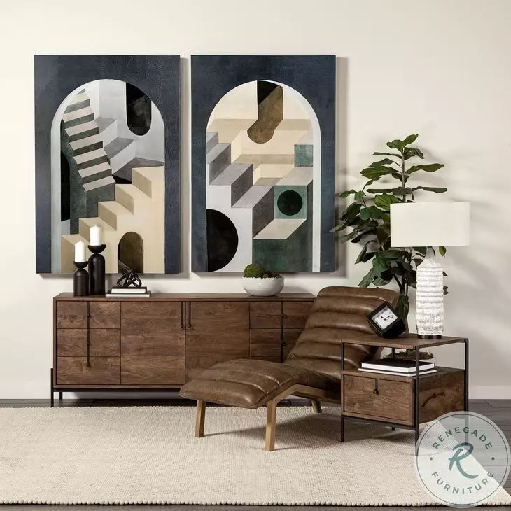 Glenn Dark Brown Wood And Black Iron 2 Door Cabinet Sideboard