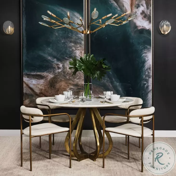 Parker Cream Fabric And Gold Metal Dining Chair