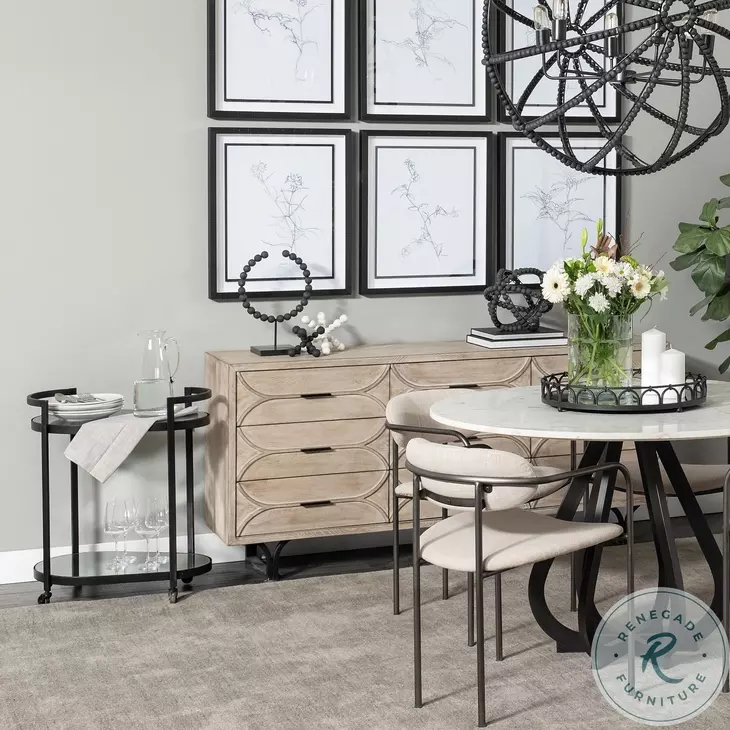 Eleonore Black Metal 2 Tier Glass Shelves Bar Cart