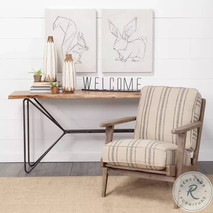 Olympus Brown Jute Striped Accent Chair