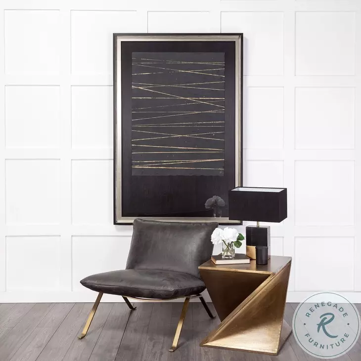 Flavelle Black Leather Accent Chair